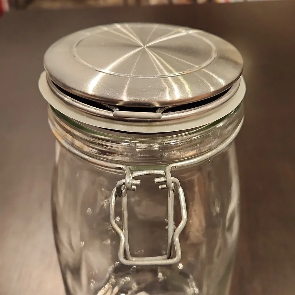West Elm Storage Glass Jars, Silver Lid w/Kilner latch closure NWT set of 2
